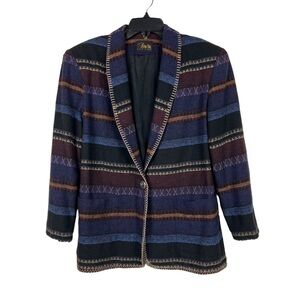 Vintage David Paul New York Southwestern Stripe Cotton Blend Blazer Jacket M